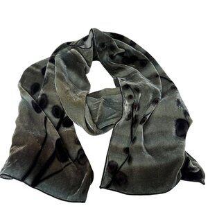 Jenna Wear Silk Velvet Scarf Green Hand Painted Oblong Evening Artsy